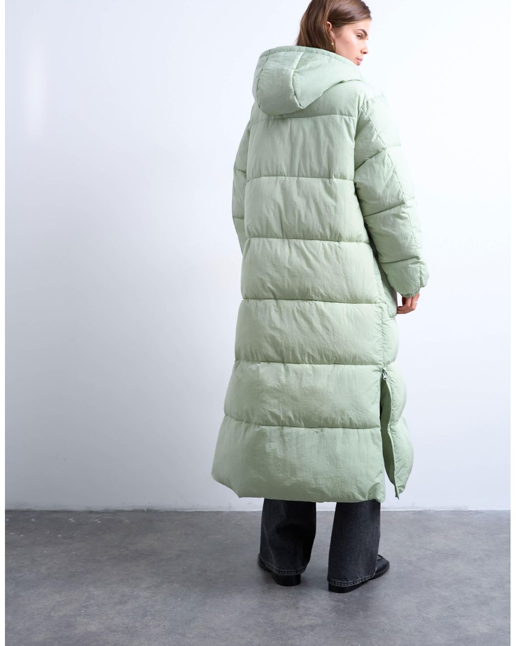 TOPSHOP Gray Longline Techy Puffer Jacket