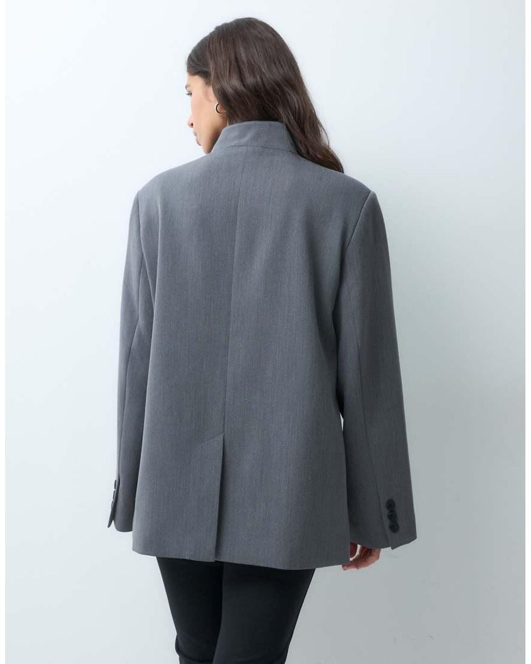 ASOS Gray Tailored High Neck Wrap Front Blazer
