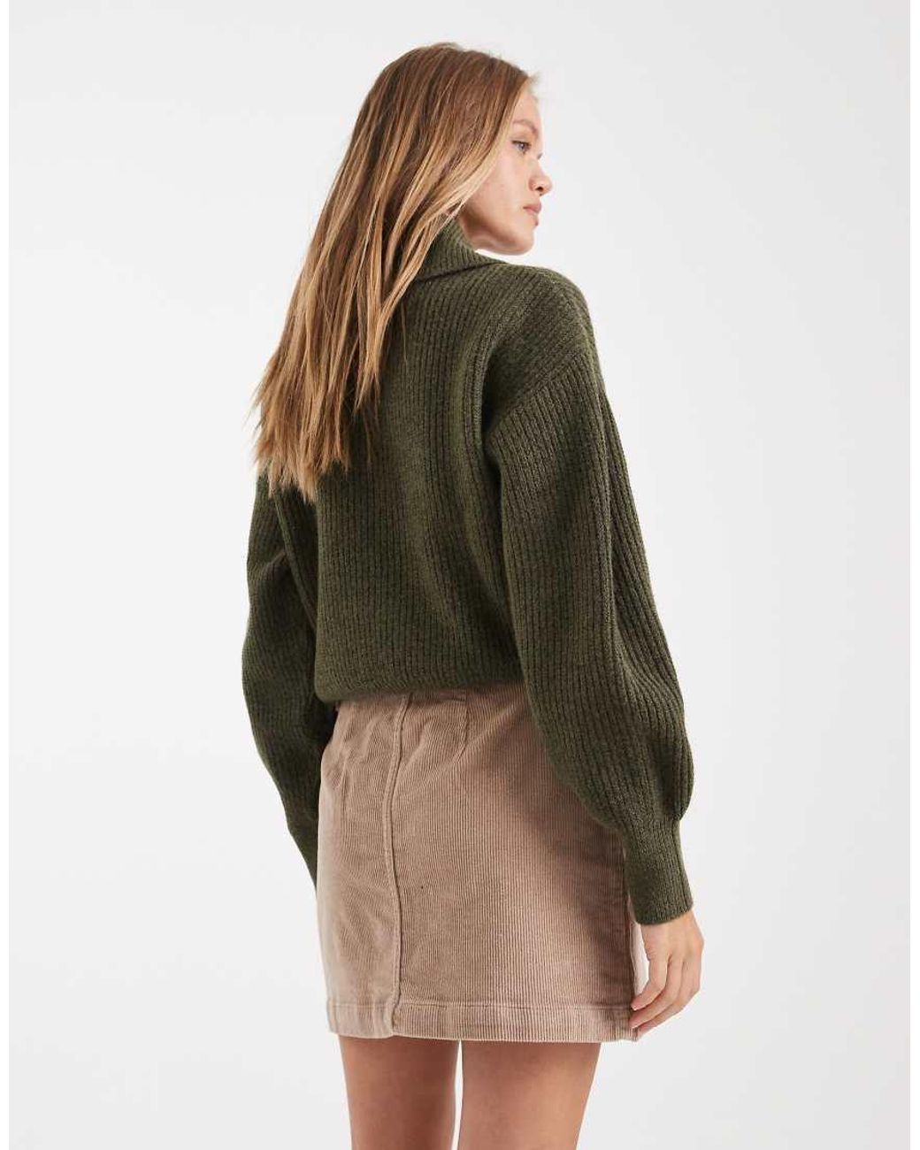 ONLY Green High Waist Corduroy Skirt