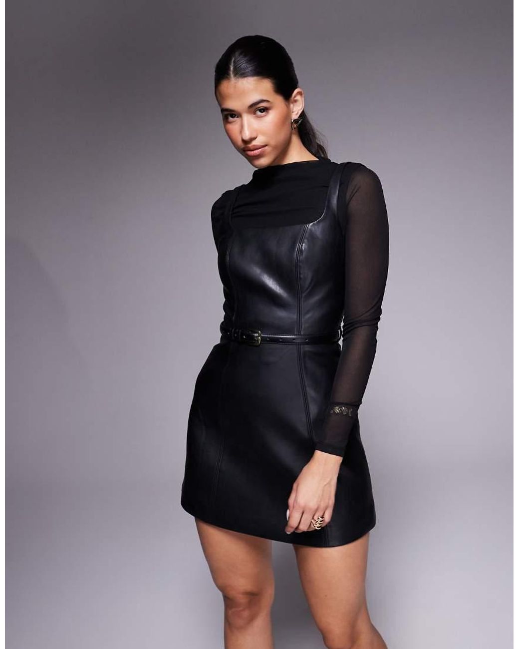 Forever New Blue 2-in-1 Pu Mini Dress