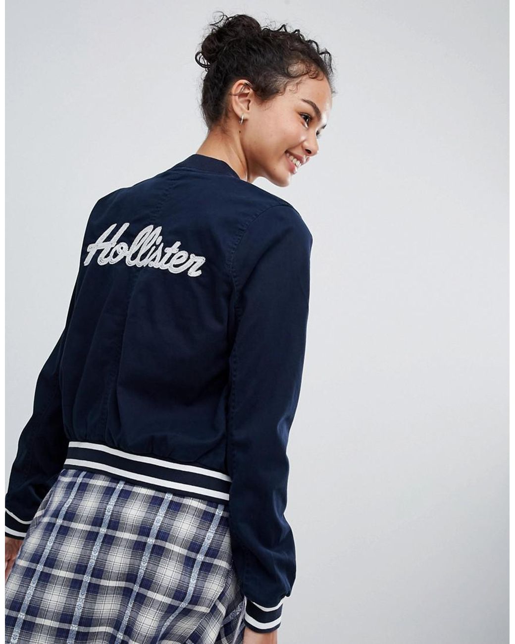 Hollister Varsity Jacket in Blue | Lyst