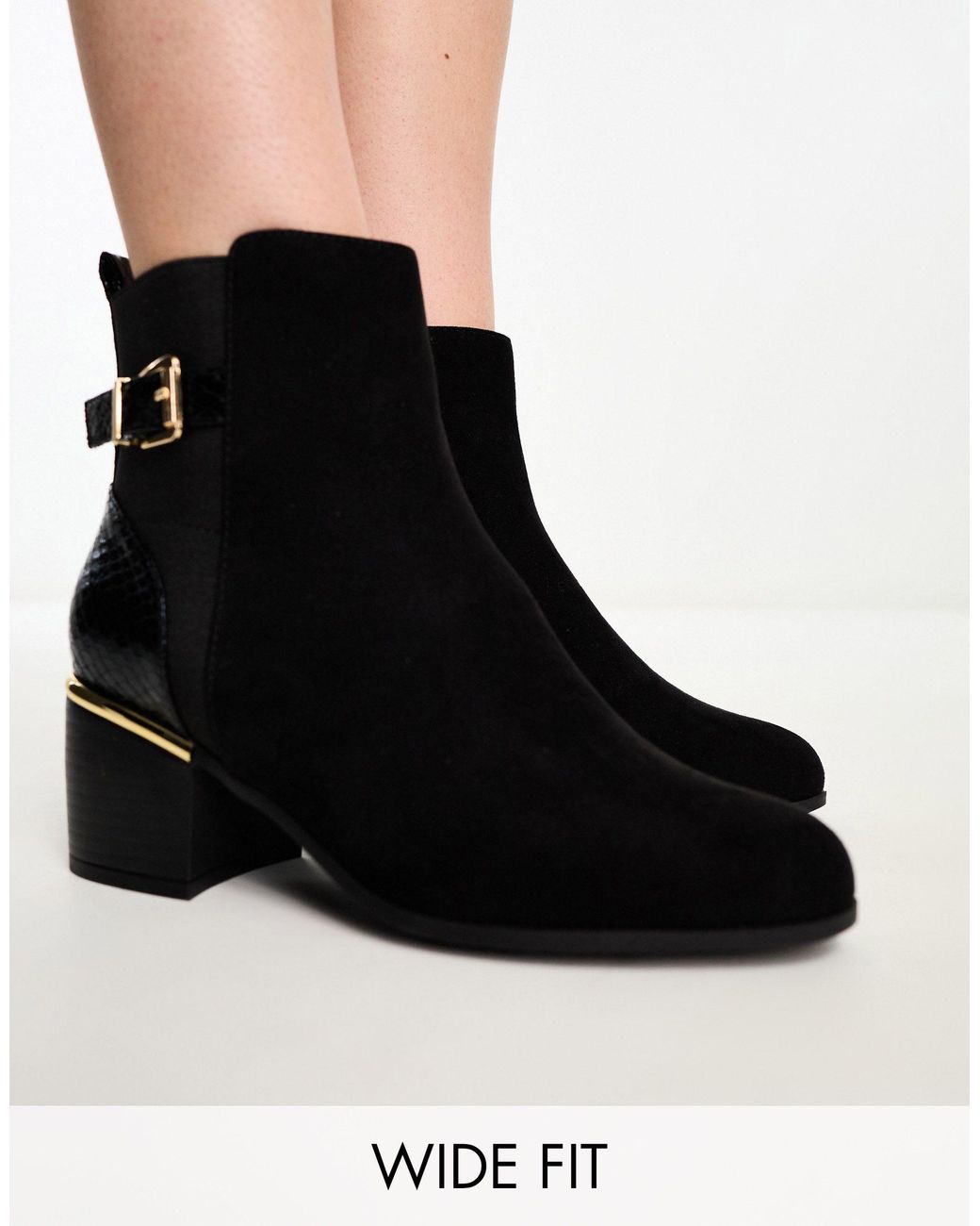 Wide fit bottines chelsea talon avec finitions m talliques New