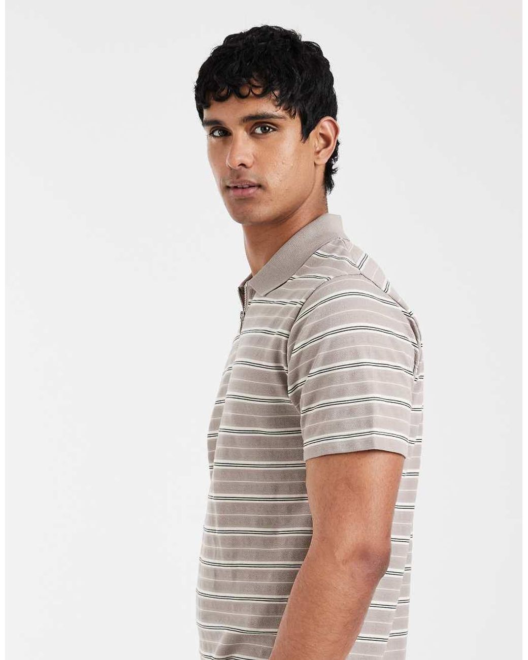 ASOS White Heavyweight Regular Fit Zip-up Polo for men
