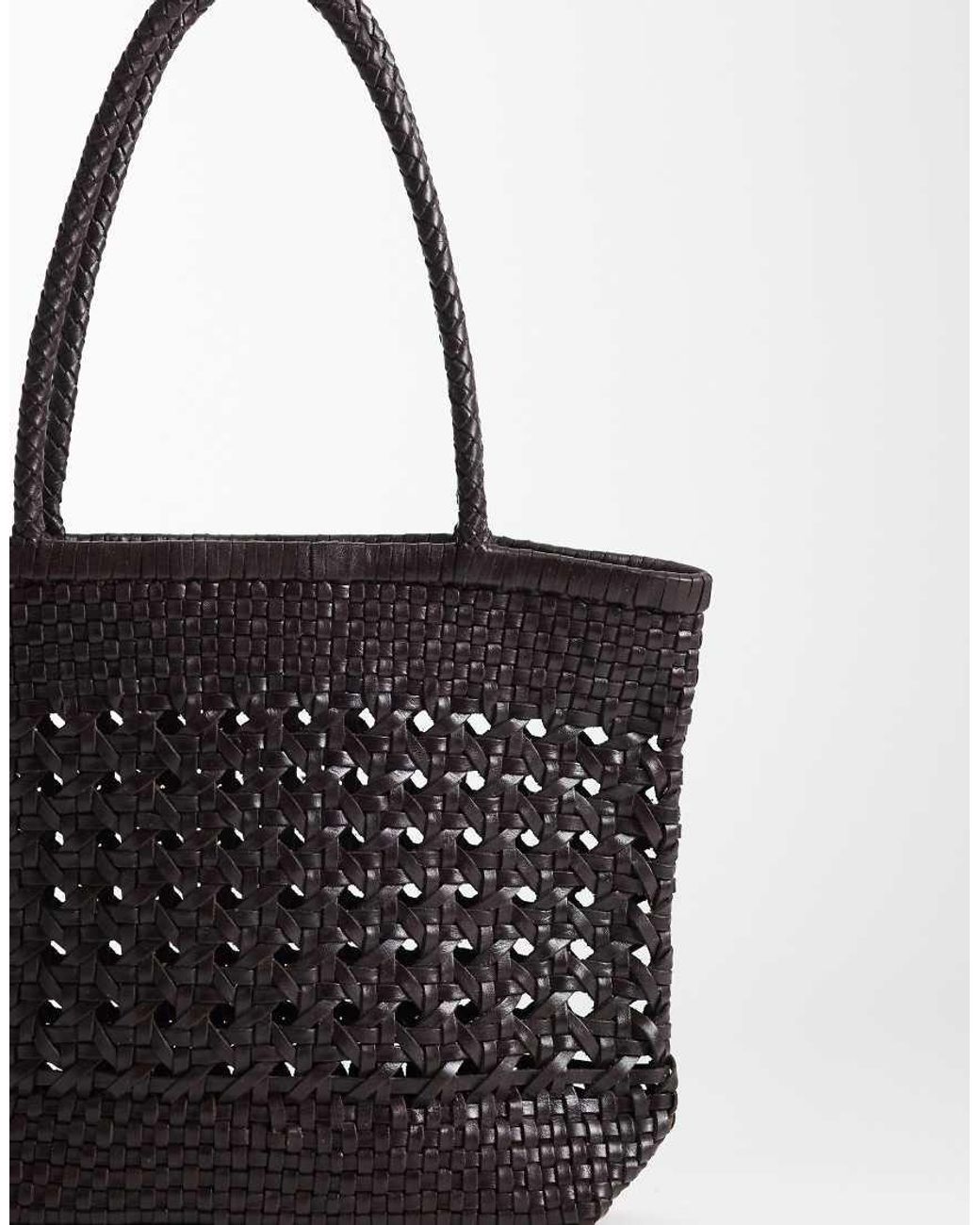 ASOS Black Leather Weave Mini Tote Bag