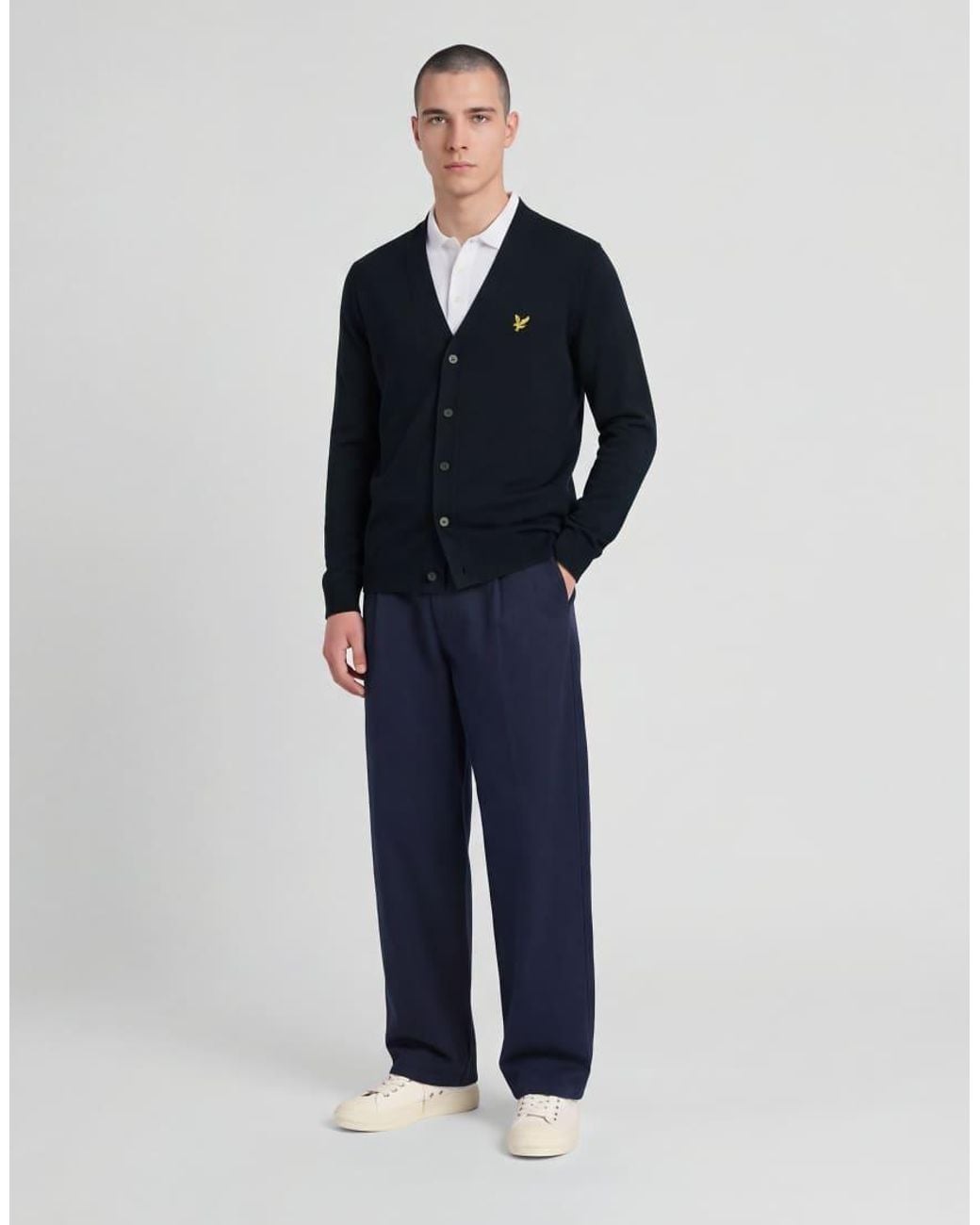 Lyle & Scott Blue Mid Knits Knitted Classic Cardigan for men