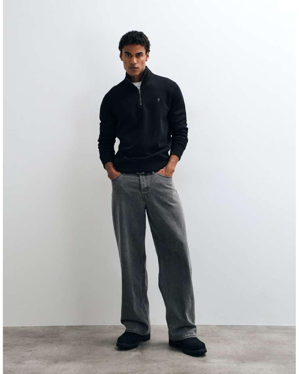 French Connection Blue Quarter Zip Sweatshirt for men