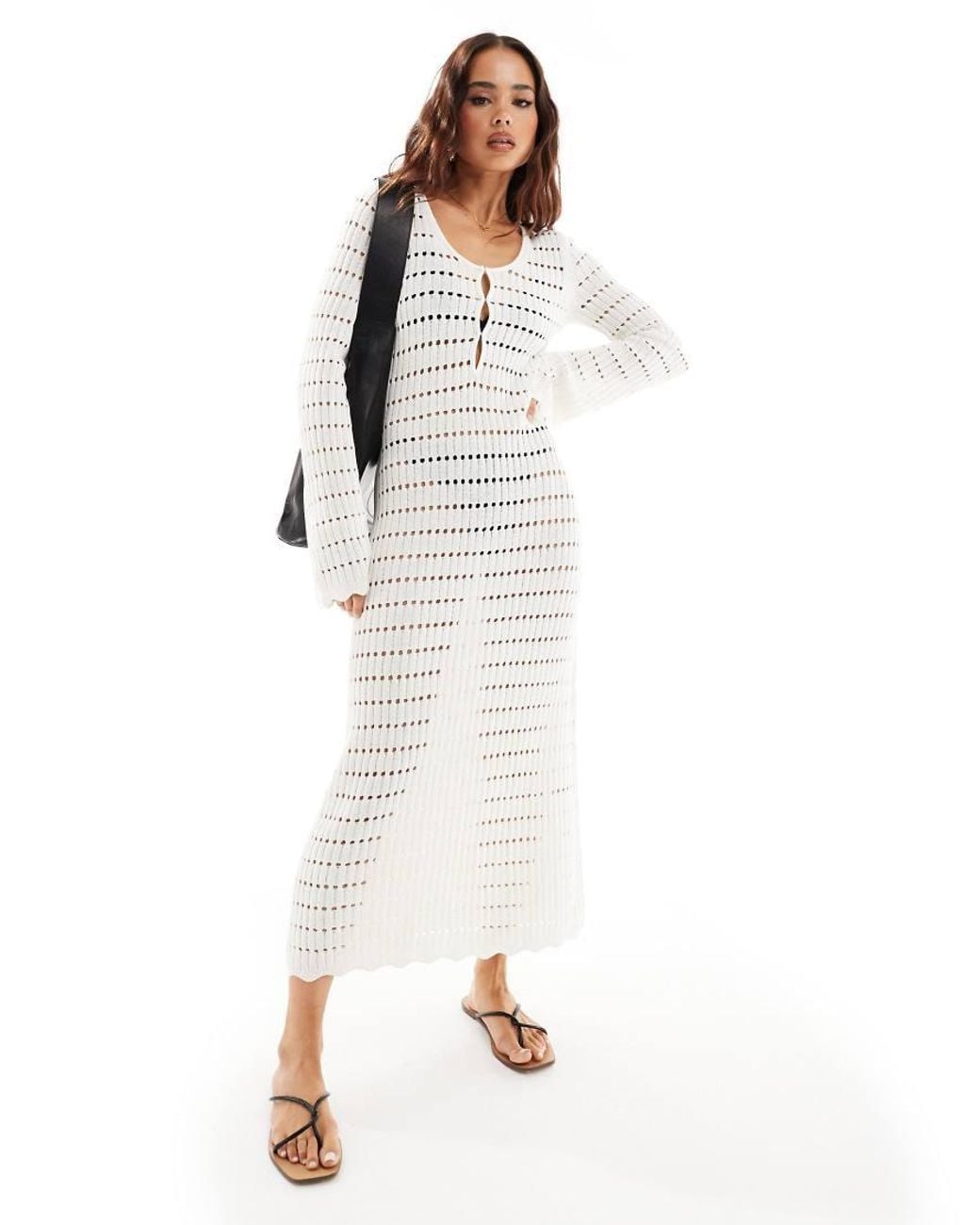 & Other Stories Crochet Knitted Midaxi Dress in White | Lyst UK