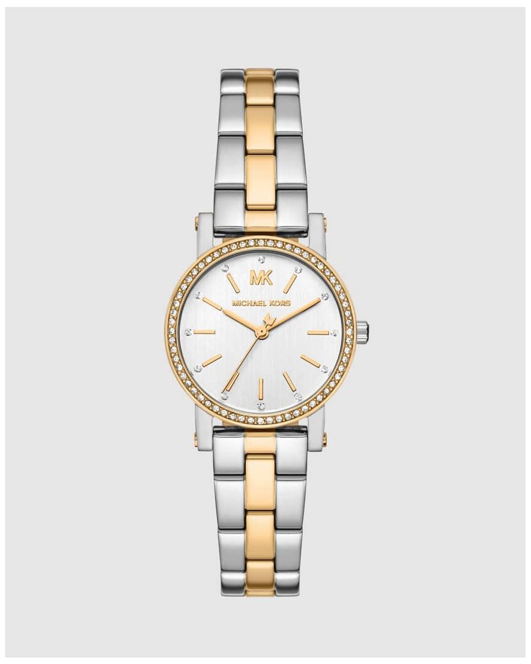 Michael Kors White Corey Three-Hand Two-Tone Stainless Steel Watch