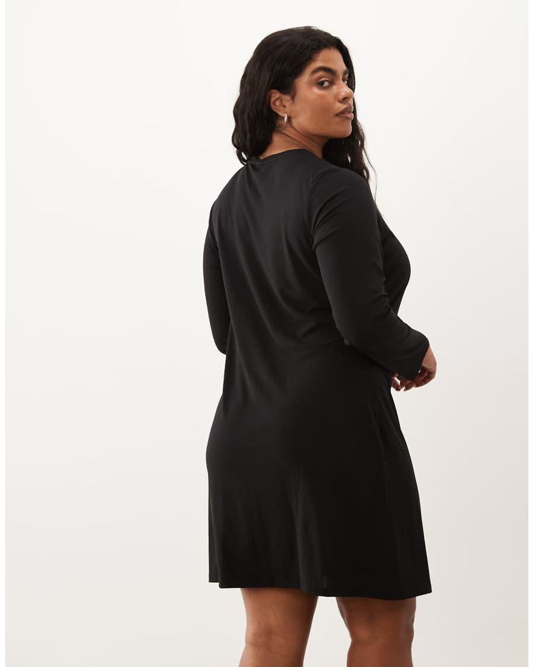 Vero Moda Black Long Sleeve Tie Detail Midi Dress