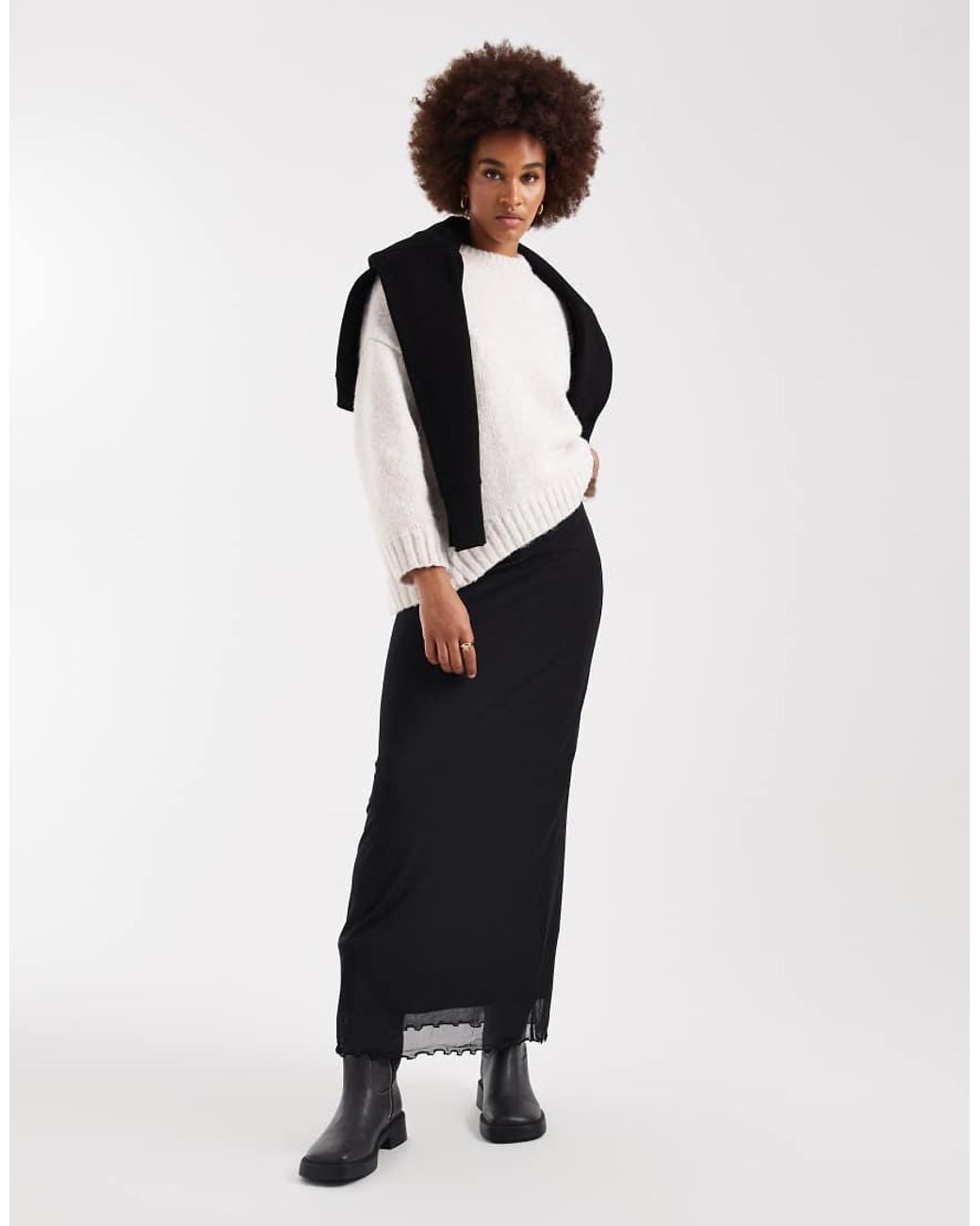 ASOS White Asos Design Tall Mesh Midi Skirt
