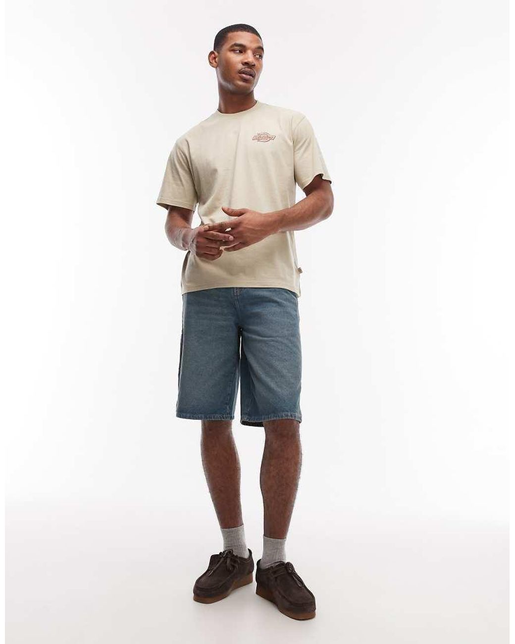 Dickies Blue 13 Inch Loose Jean Shorts for men