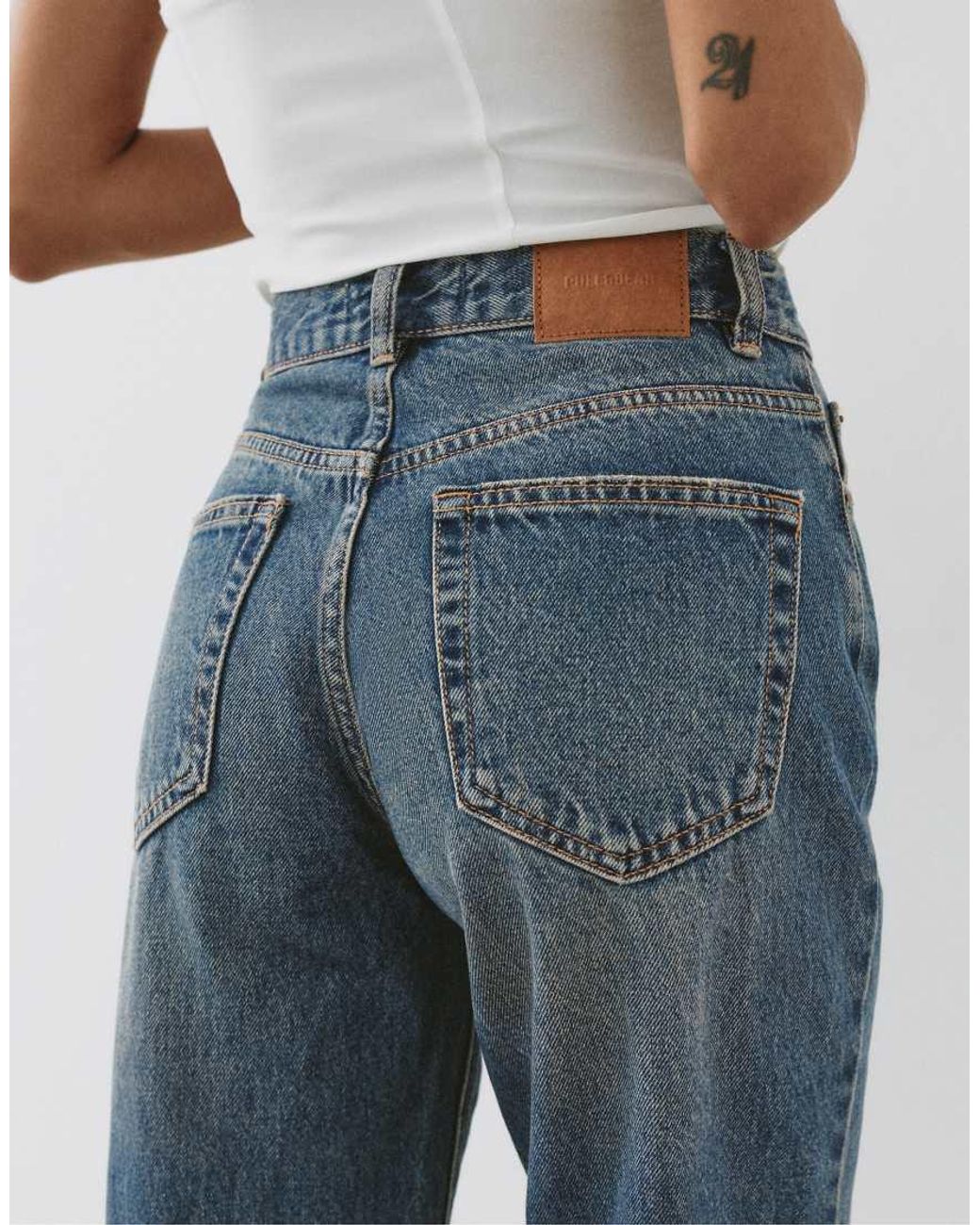 Pull&Bear Blue High-Waist Mom Fit Jeans
