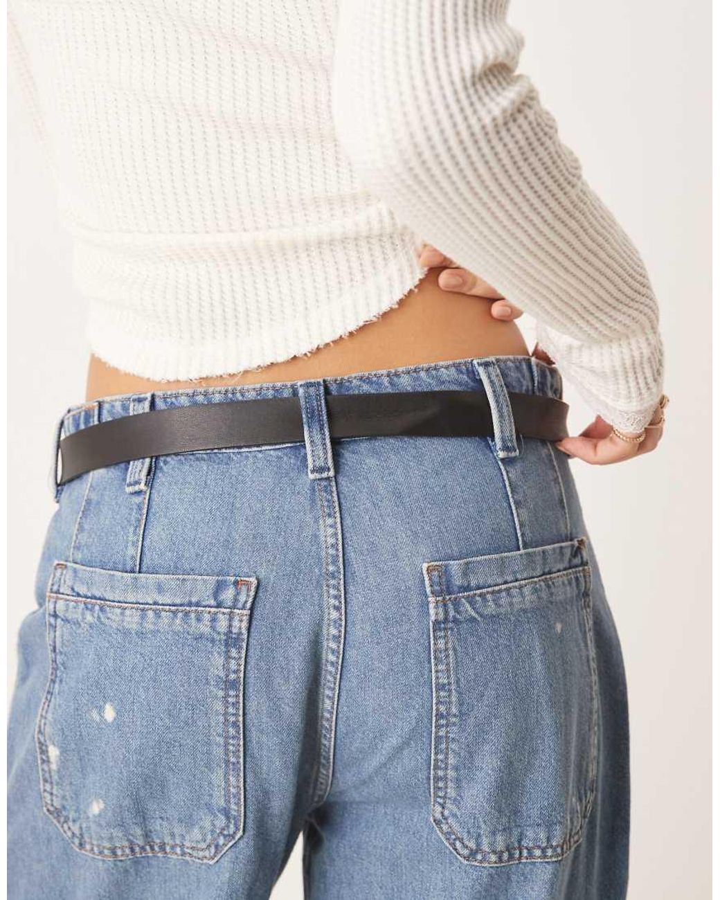 Gina Tricot Blue Hip Belt With Silver Buckle