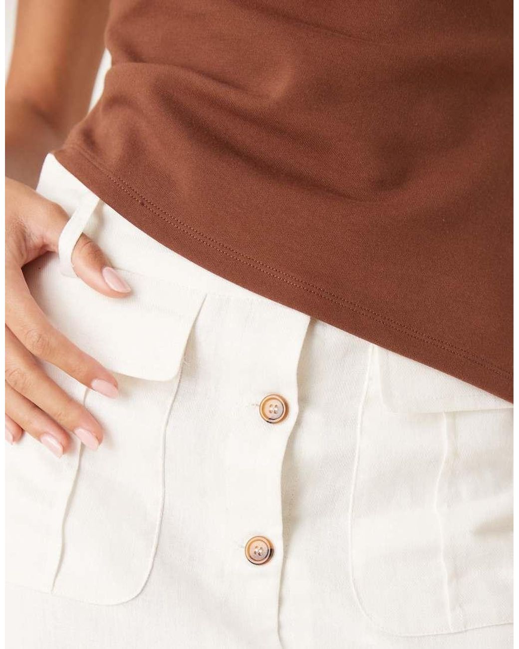 Glamorous White Button Front Mini Skirt