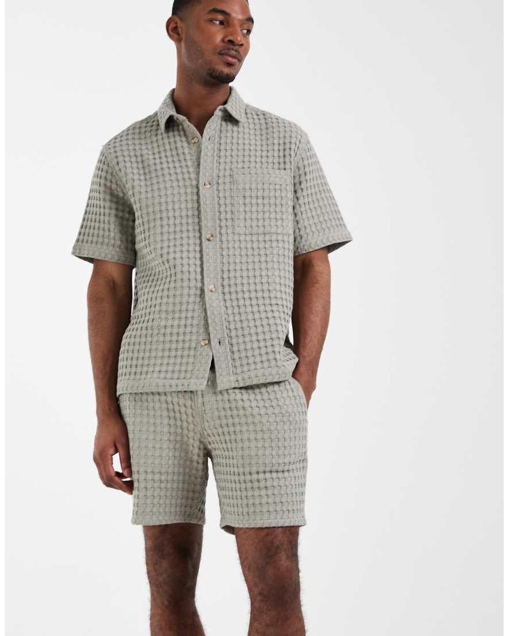 ASOS Green Premium Co-Ord Textured Shorts for men