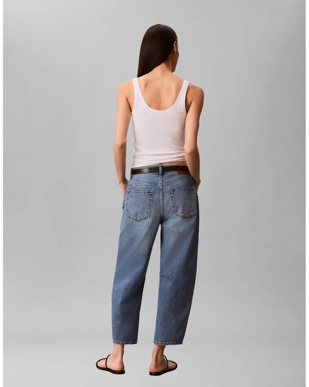 Calvin Klein Blue Cropped Barrel Jeans