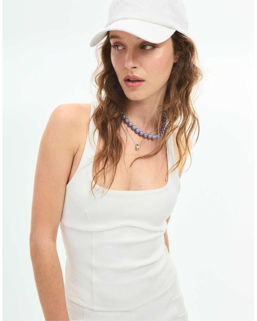Stradivarius White Manchester Sport Cap