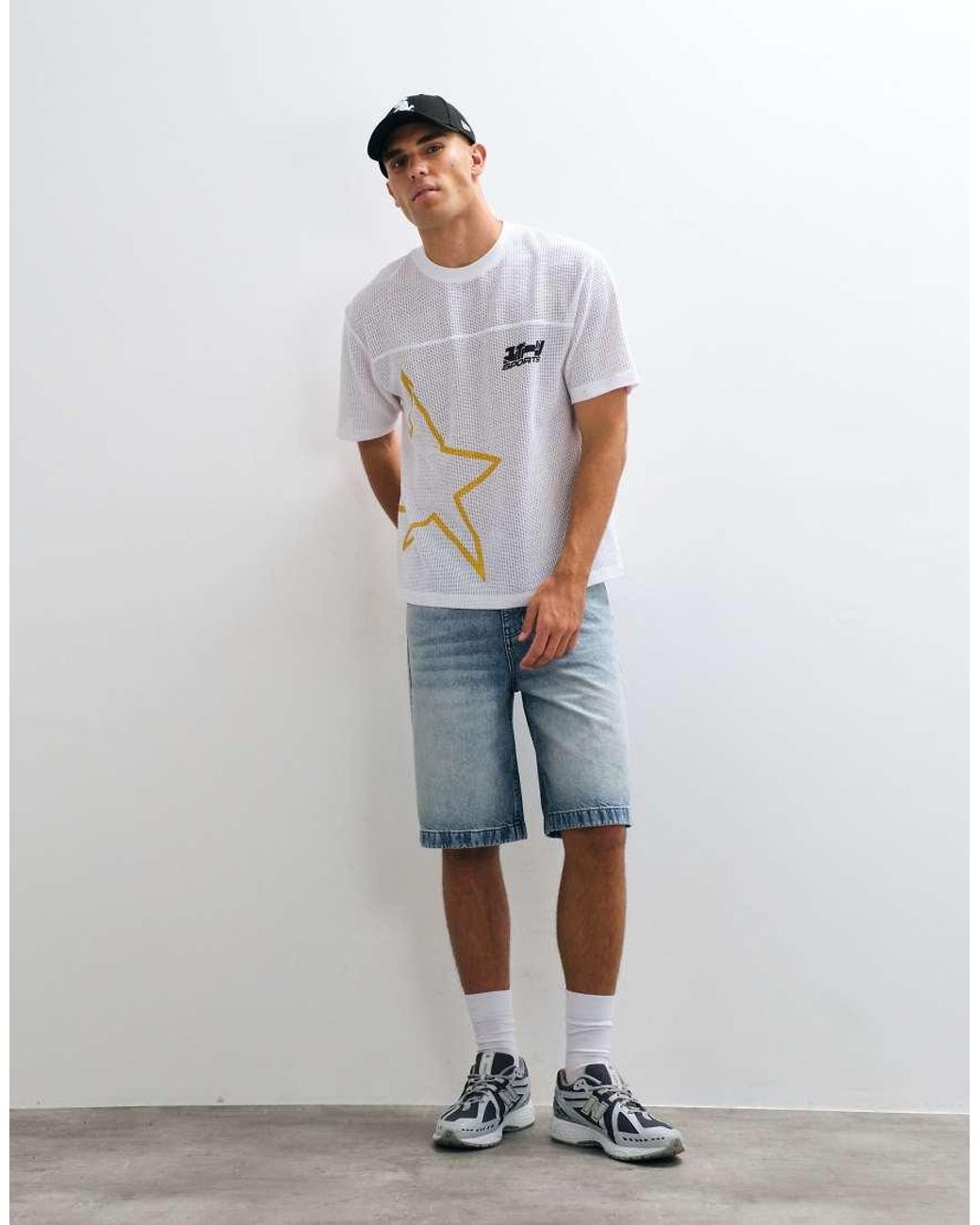 ASOS White Boxy Relaxed T-shirt With Star Print for men