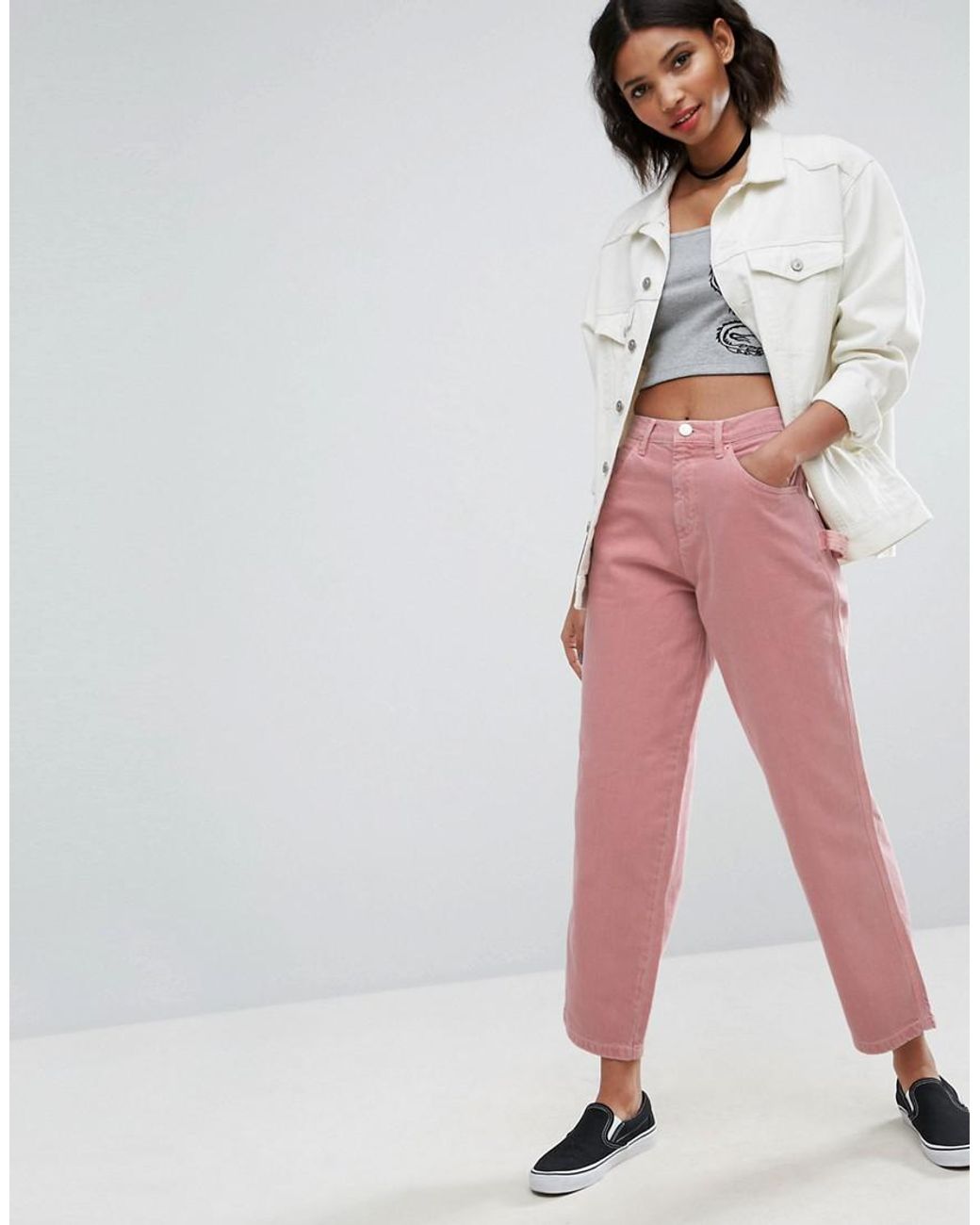 ASOS Carpenter Jeans In Washed Pink | Lyst