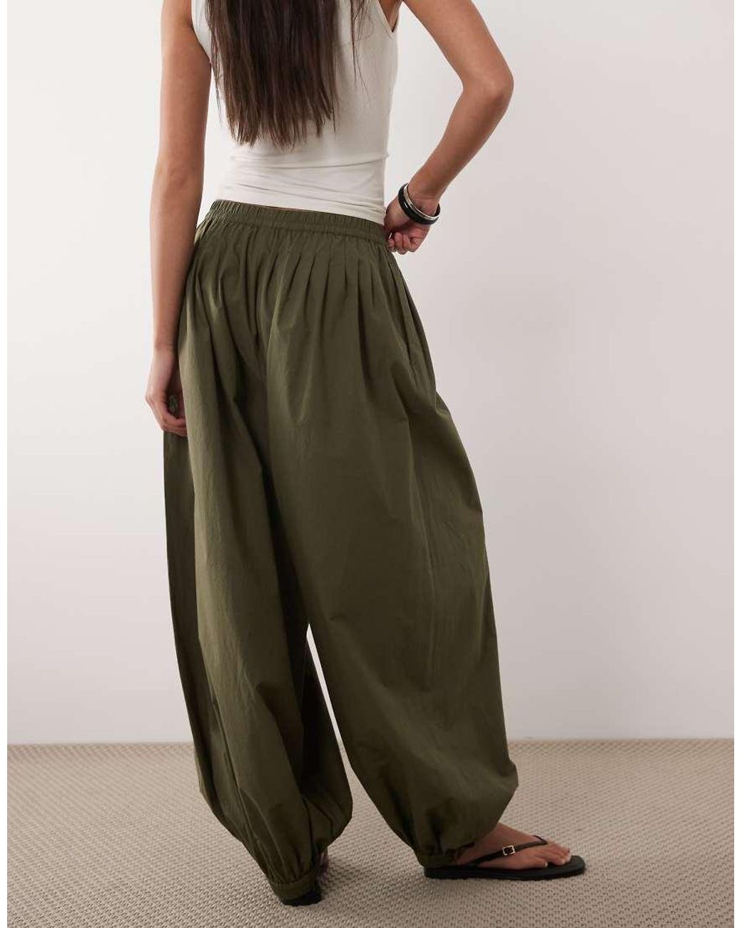 ARKET Green Pure Cotton Balloon Pants