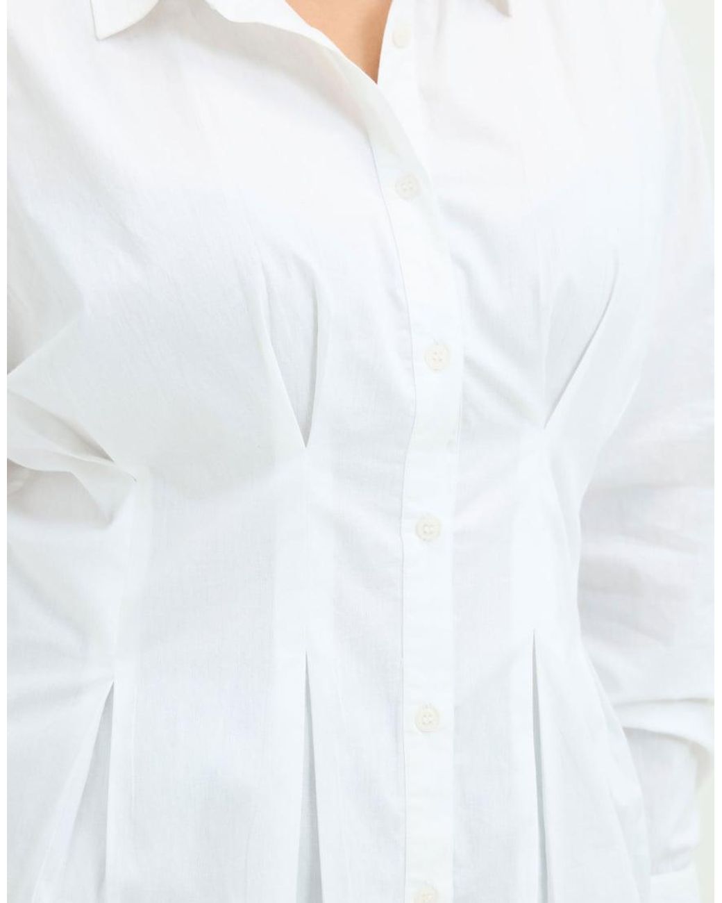 Yours Clothing White Cinched Seam Detail Shirt