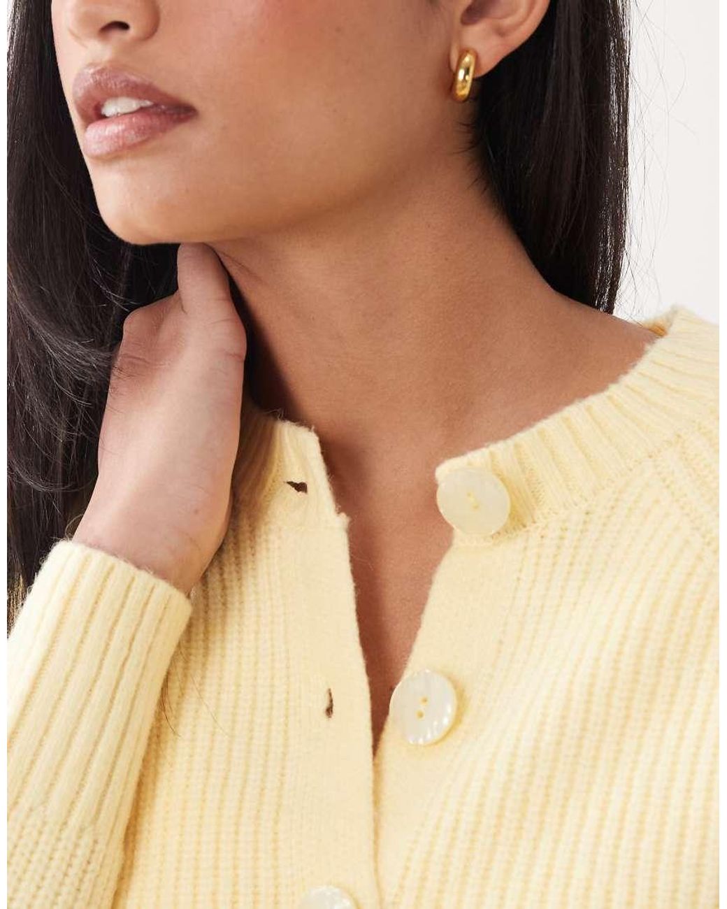 Cardigan Girocollo Limone di Threadbare in Natural