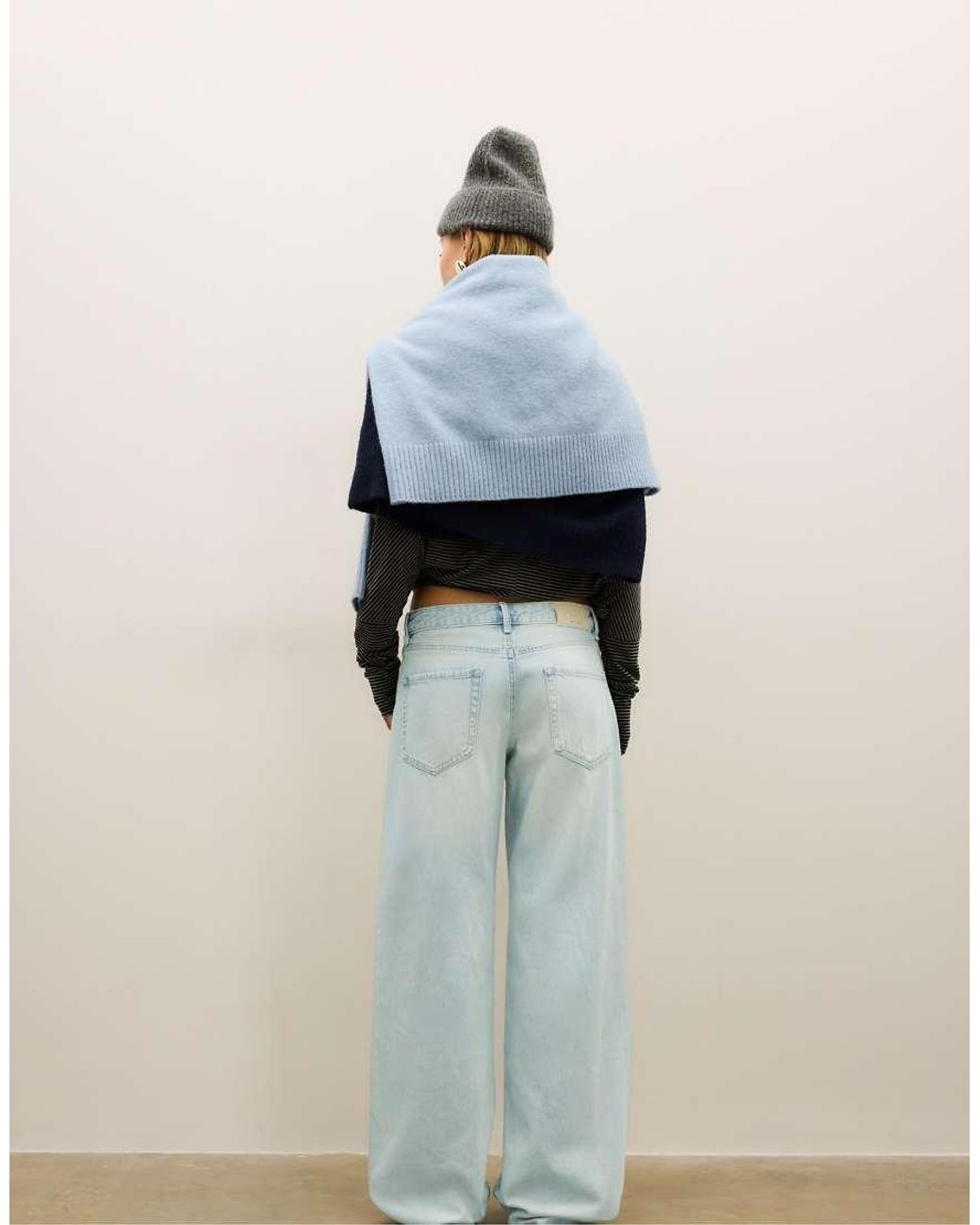 Stradivarius Blue D91 Low-rise Wide-leg Jeans