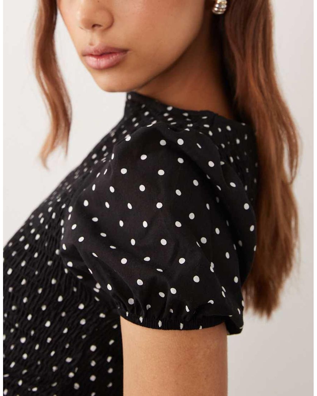 ASOS Blue Shirred Short Sleeve Top
