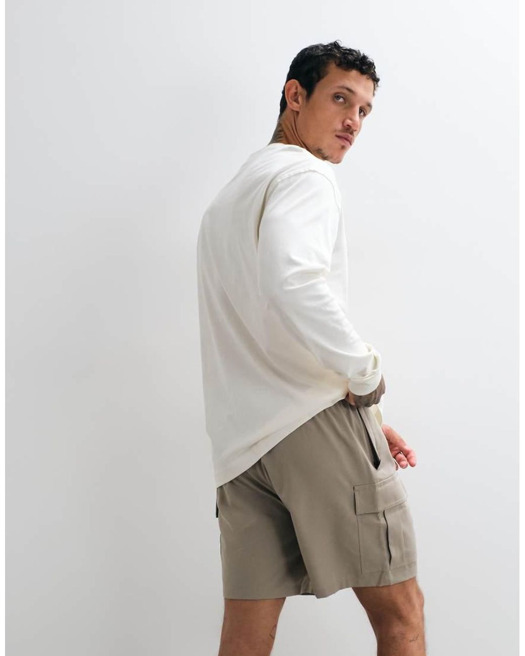 4505 Gray Icon 18cm Quick Dry Training Cargo Shorts With Zip Pockets for men