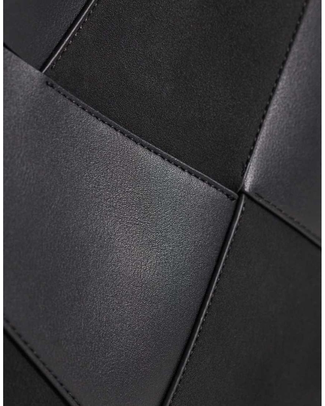 ASOS Black Faux Suede And Faux Leather Mix Weave Tote Bag