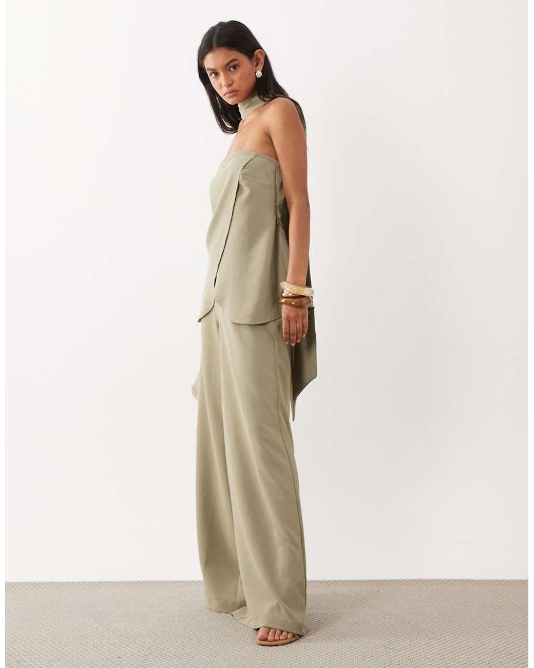 ASOS Natural Tailored Bandeau Top With Scarf Detail Co-ord