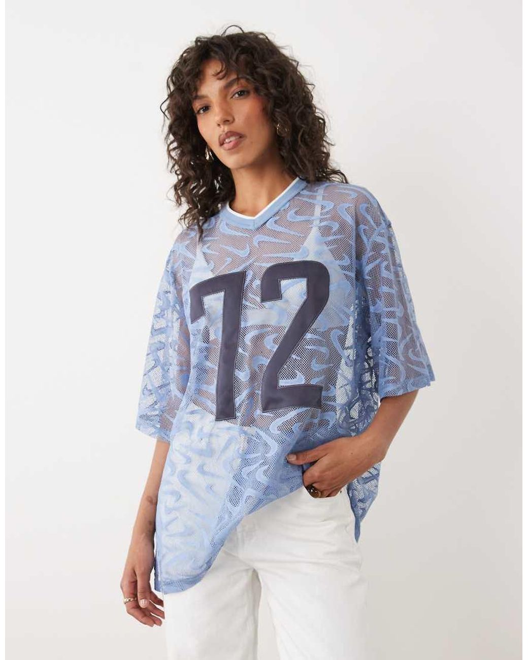 Nike Blue Chill Woven Lace Top