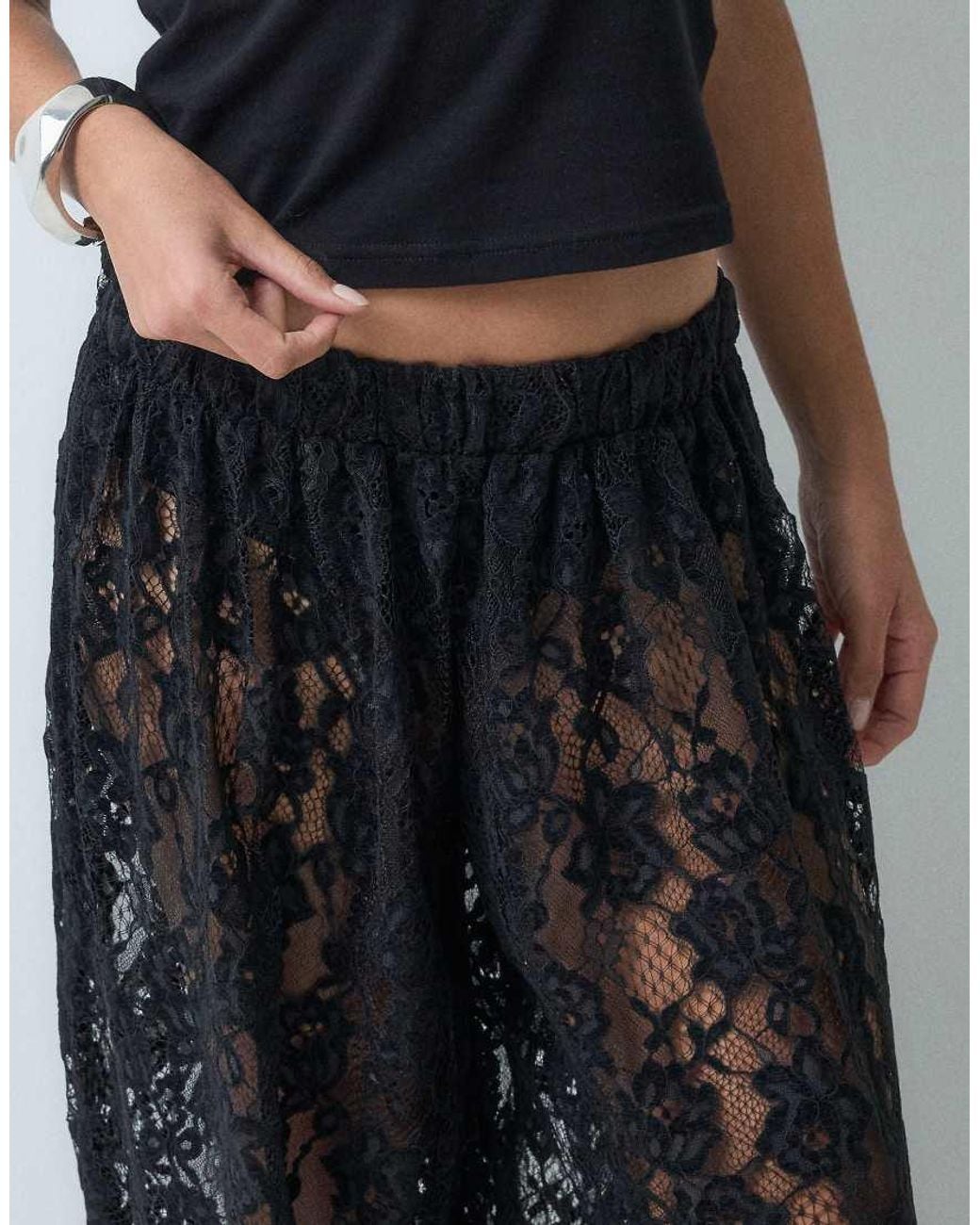 ASOS Black Velvet Lace Balloon Trousers