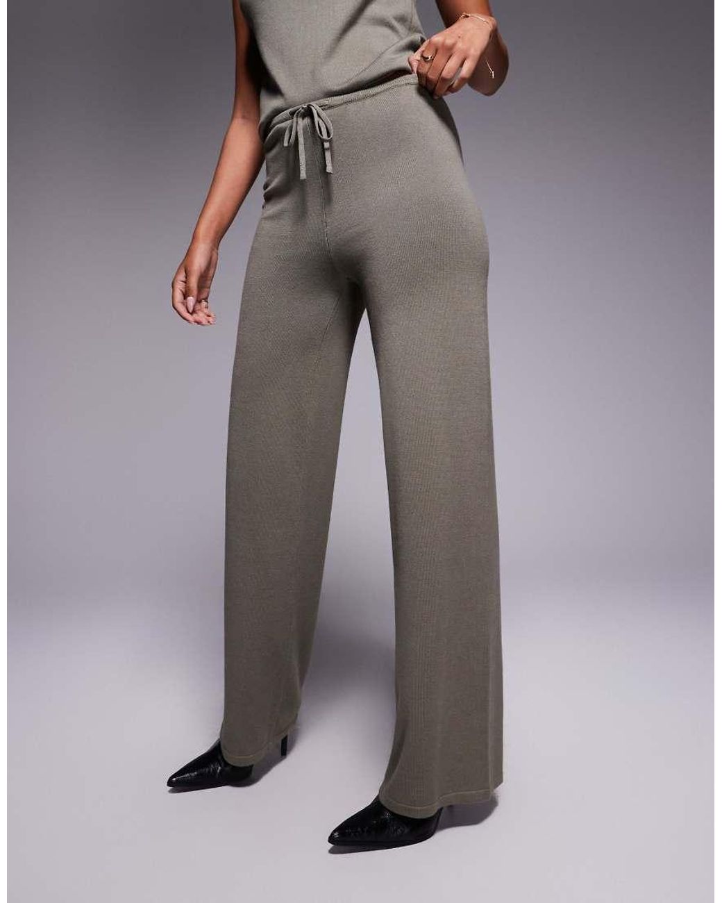 Kaiia Gray Exclusive Fine Knit Drawstring Trouser Co-ord