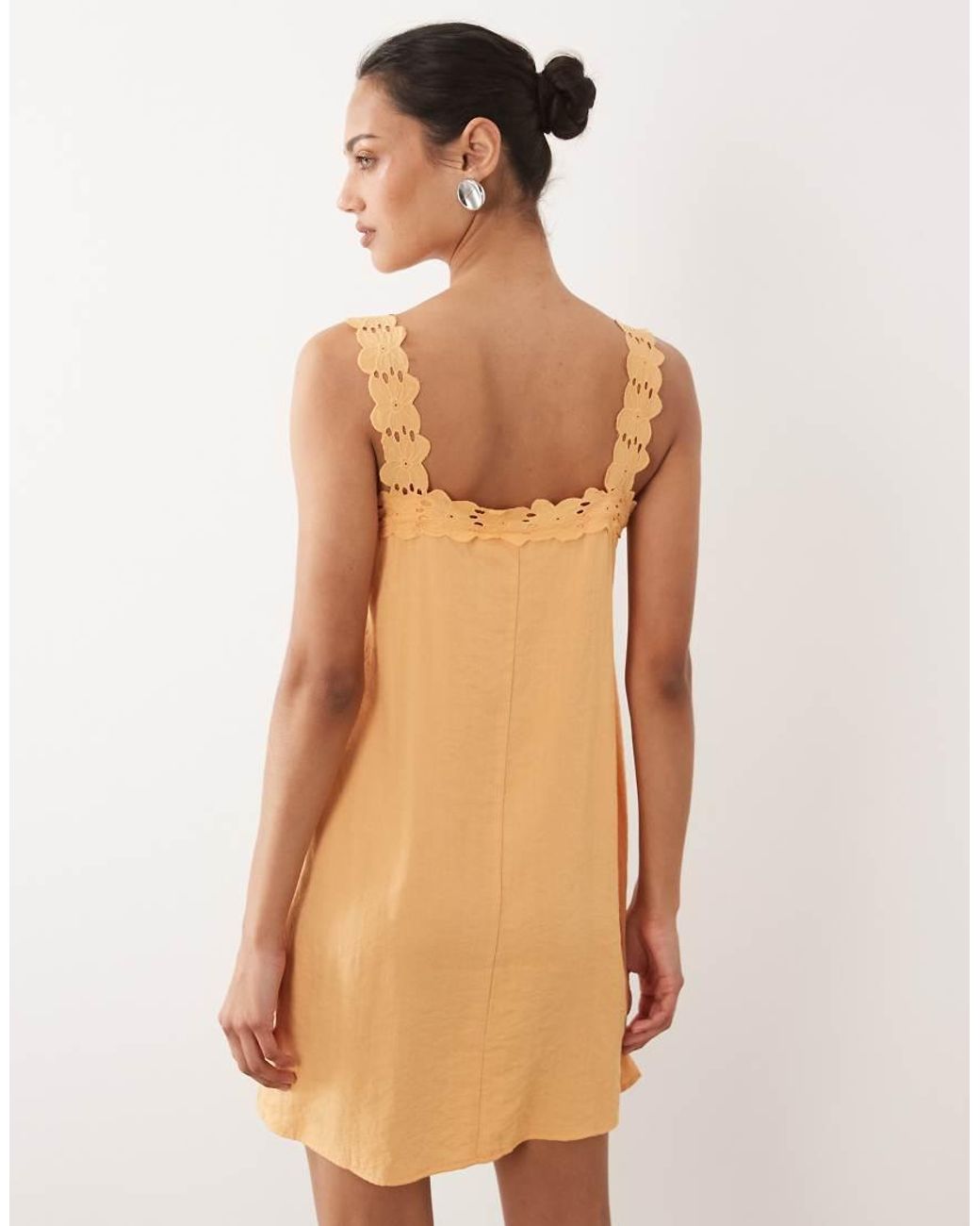 Vila Natural Embroidered Strap Cami Mini Dress
