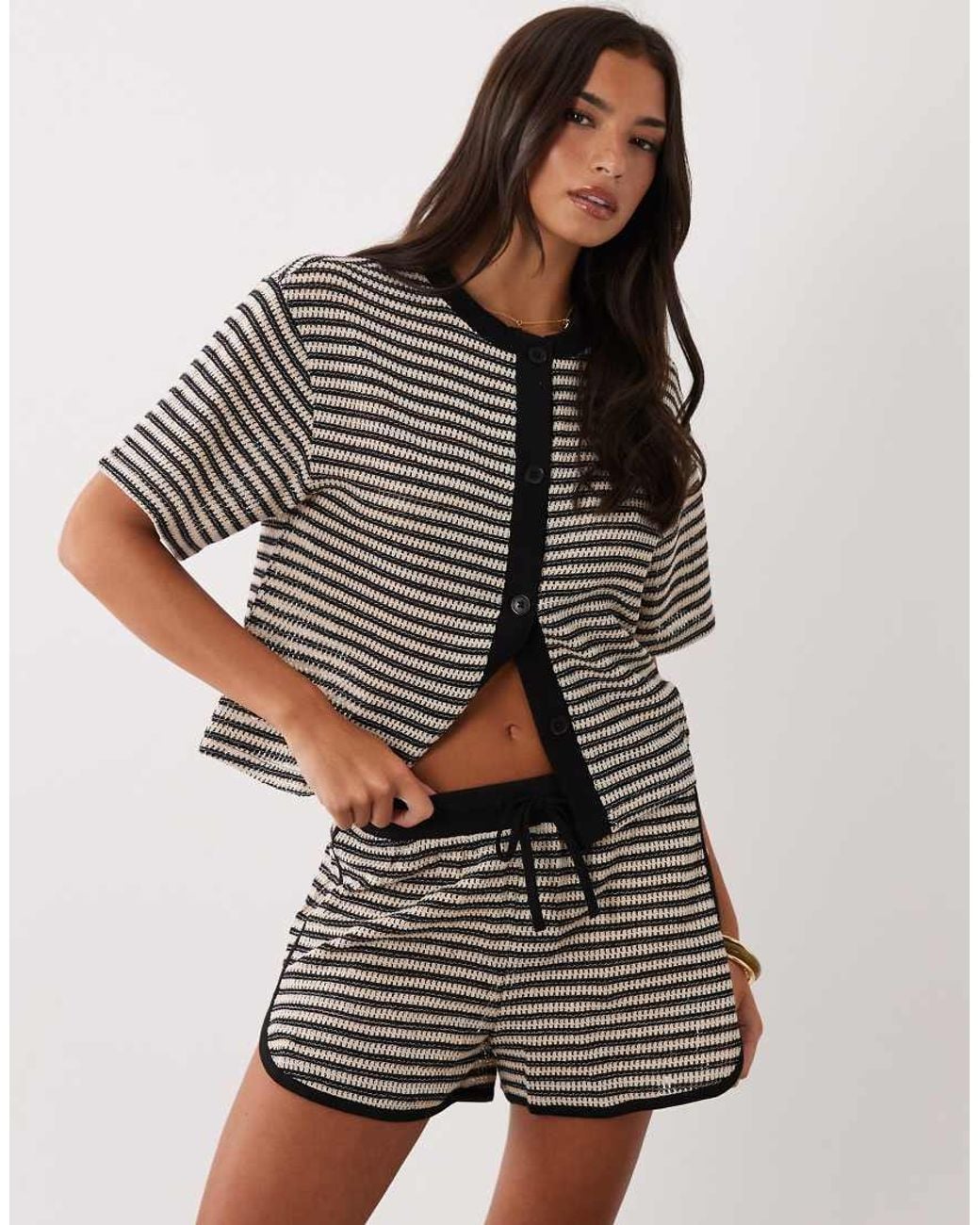 ASOS Multicolor Textured Knit Runner Short Co-Ord