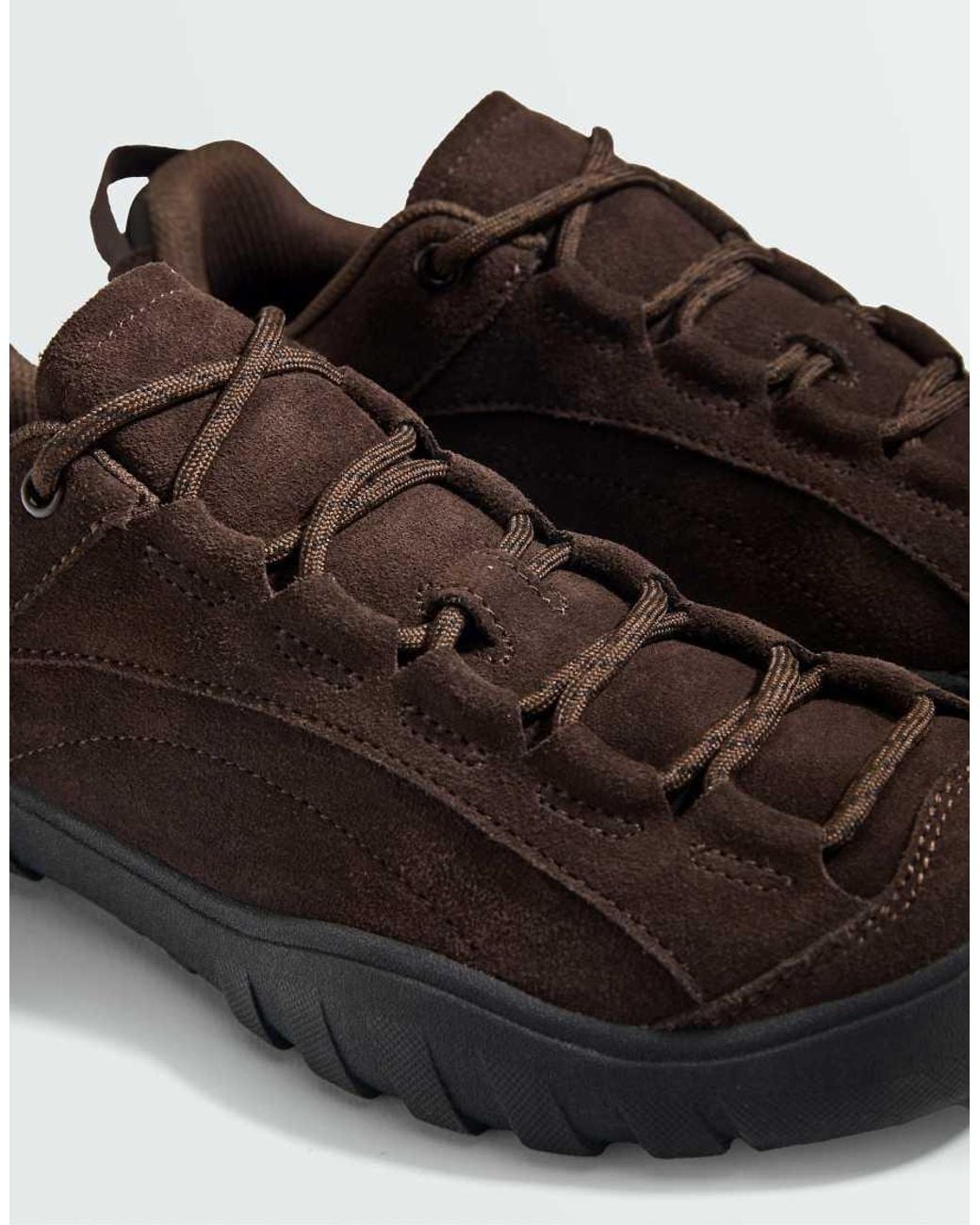 Oysho Brown Split-leather Trainers