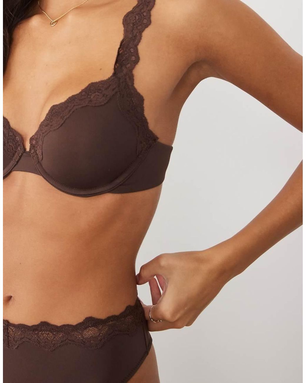 ASOS Black Lilah Microfiber Molded Underwire Bra With Lace Trim