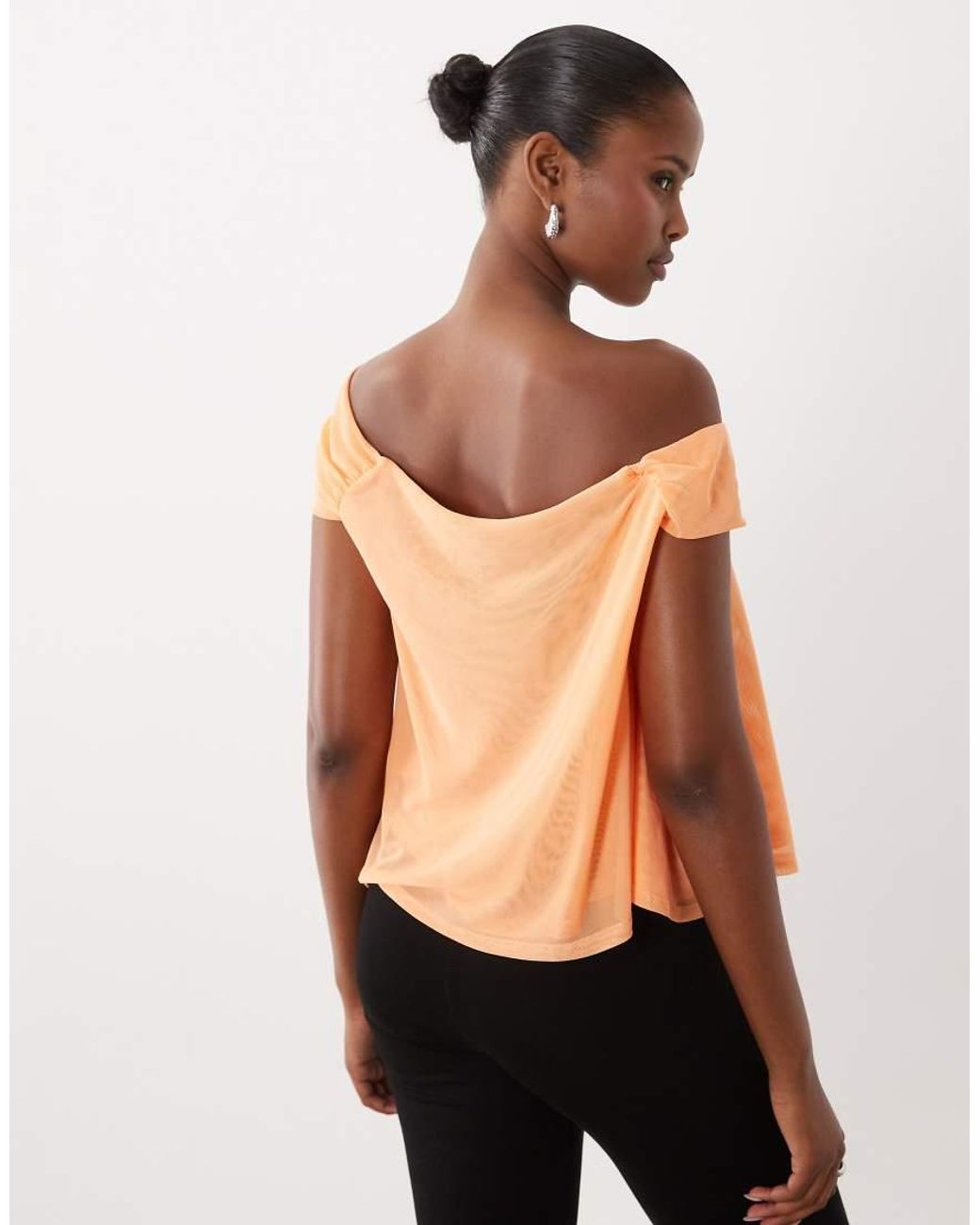 ASOS Black Draped Mesh Bandeau Top With Hardware Detail