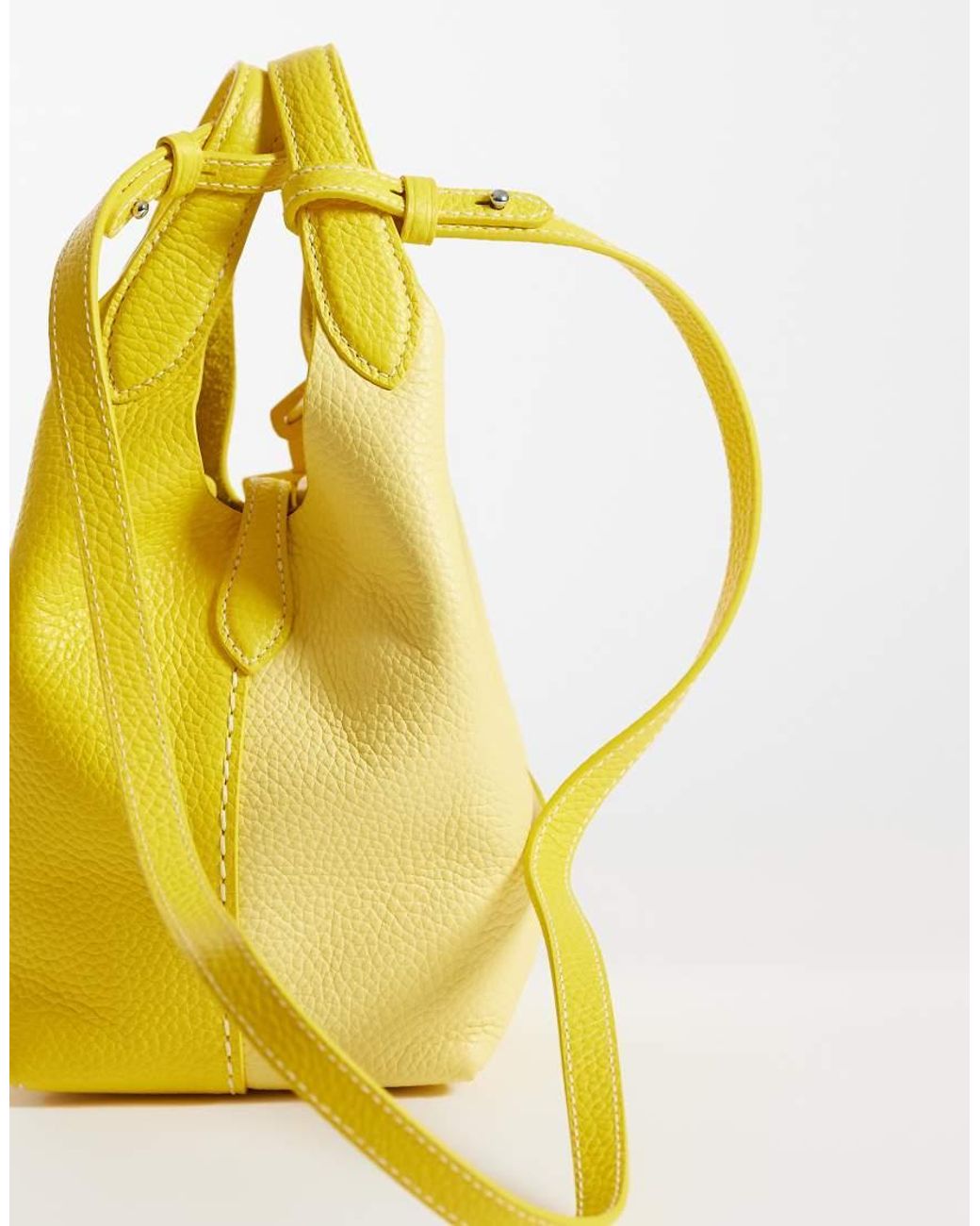 Polo Ralph Lauren Yellow Play Pebble 100% Leather Medium Tote Bag