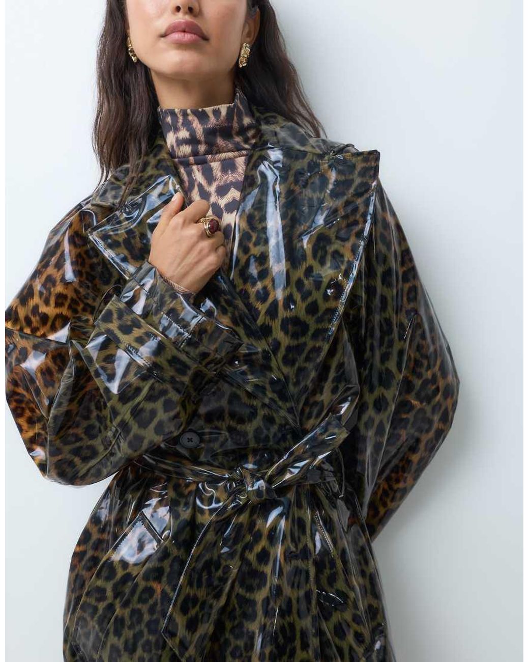 ASOS Multicolor Longline High Shine Trench Coat