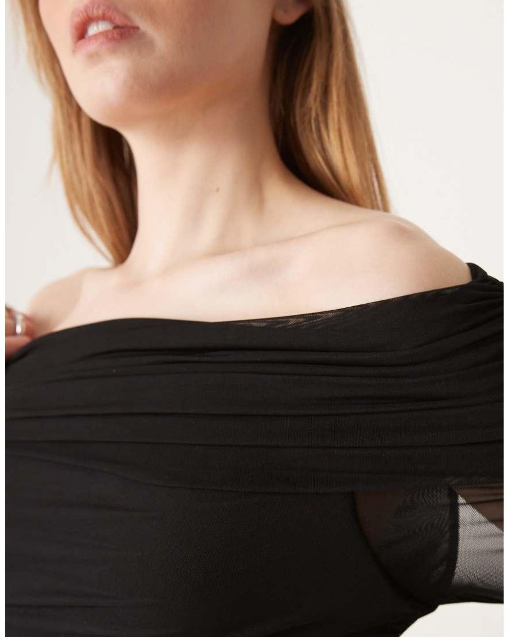 Forever New Natural Off Shoulder Ruched Maxi Dress
