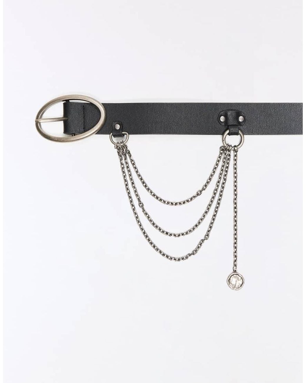 Bershka Black Leather Effect Chain Belt