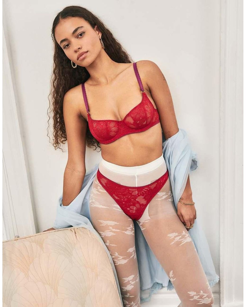Dora Larsen Red Ruben All Over Lace Underwi Bra