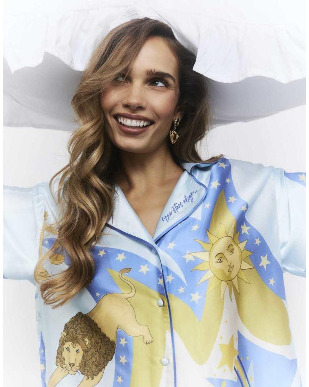 River Island Blue Satin Astrology Pyjama Set