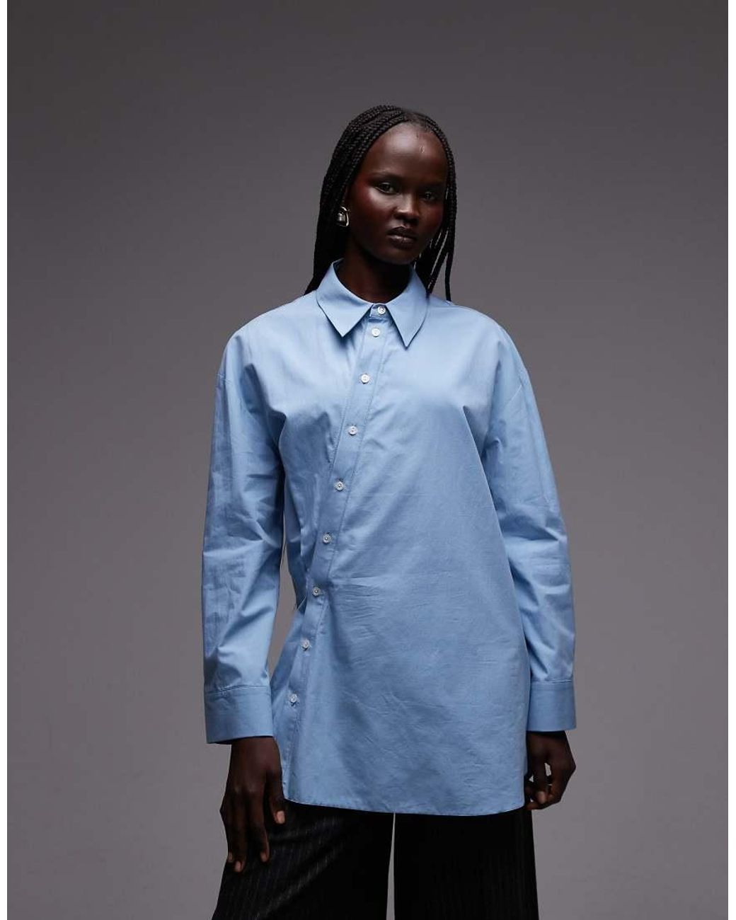 ASOS Blue Oversized Wrap Overshirt