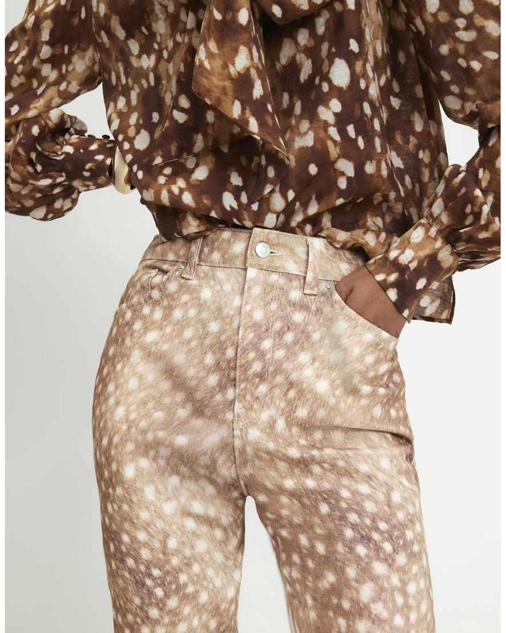 River Island Natural Deer Print Cigarette Jeans