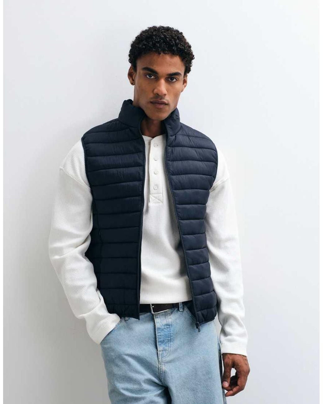 French Connection Blue Padded Lightweight Gilet for men