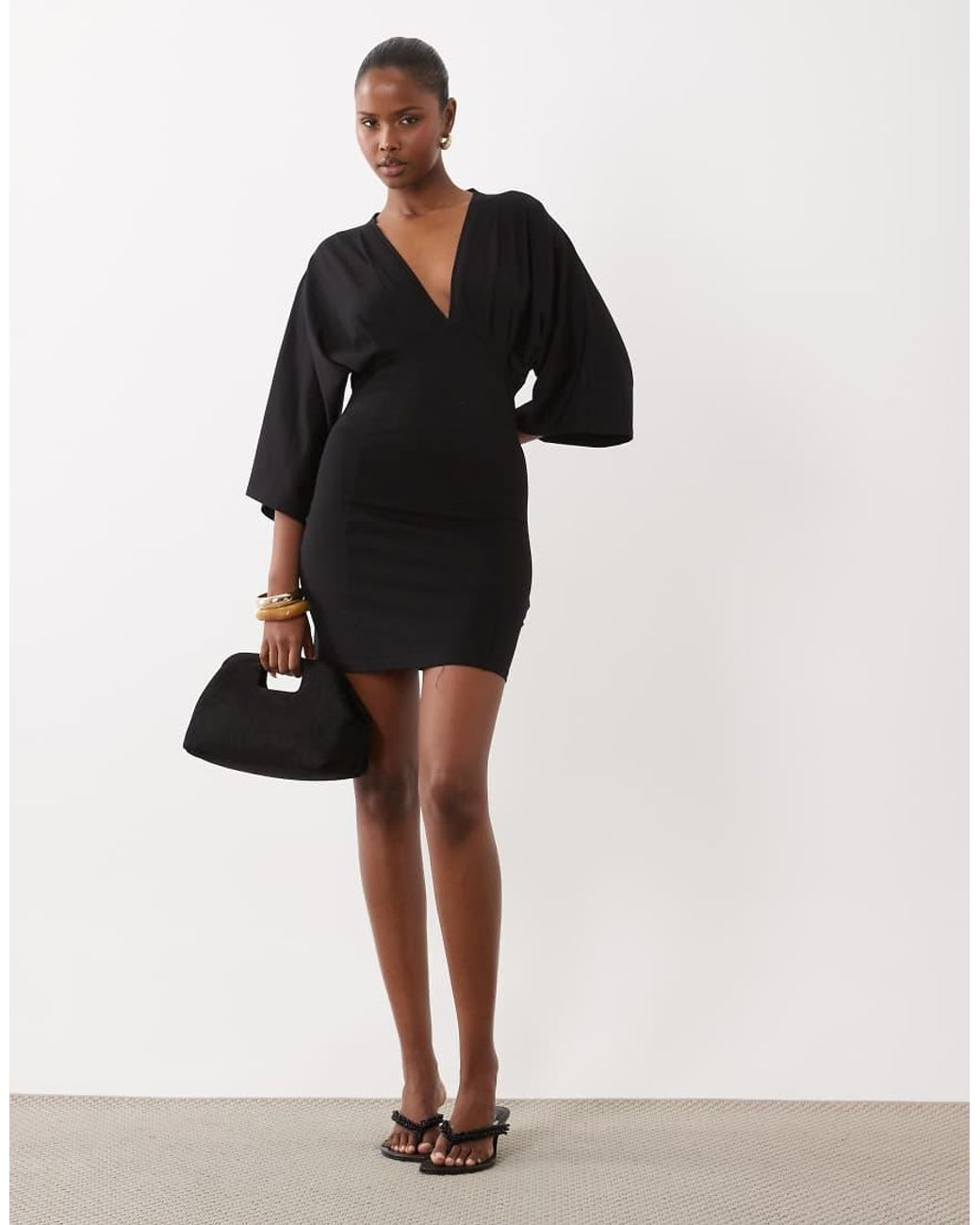 ASOS Black Grecian V Neck Mini Dress