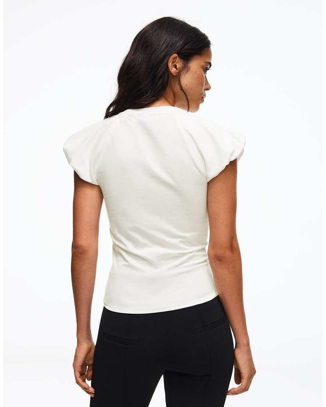 Bershka White Balloon-sleeve Raglan T-shirt